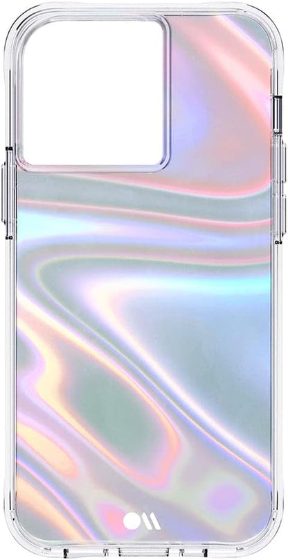 Soap Bubble iPhone 13 Pro Case - 10Ft Drop Protection, Wireless Charging Compatible, Luxury Iridescent Swirl Cover, Anti-Scratch and Shock Absorbing, 6.1