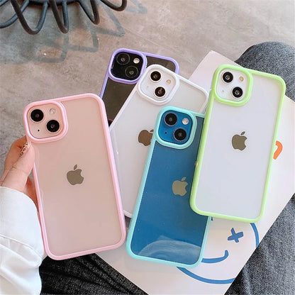 Shockproof Silicone Bumper Phone Case for iPhone 17, 16, 15, 14, 11, 12, 13 Pro Max, XS, XR - Transparent Protective Back Cover