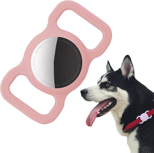 Silicone Protective Case for AirTag GPS Tracker - Lightweight, Soft, Anti-Scratch, Ideal for Dog and Cat Collar Accessories (Pink, 1 Pack)