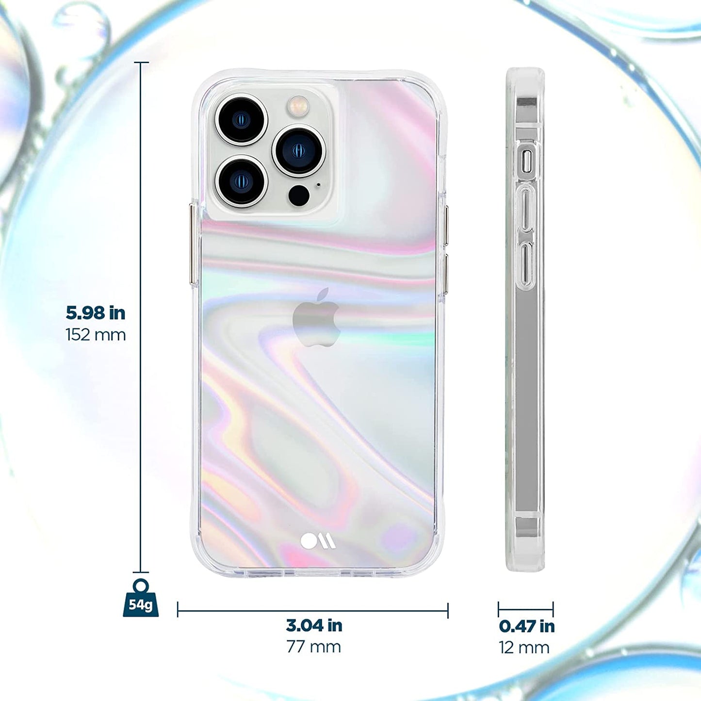 Soap Bubble iPhone 13 Pro Case - 10Ft Drop Protection, Wireless Charging Compatible, Luxury Iridescent Swirl Cover, Anti-Scratch and Shock Absorbing, 6.1