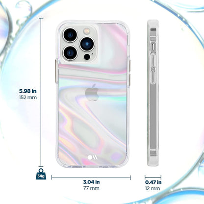 Soap Bubble iPhone 13 Pro Case - 10Ft Drop Protection, Wireless Charging Compatible, Luxury Iridescent Swirl Cover, Anti-Scratch and Shock Absorbing, 6.1