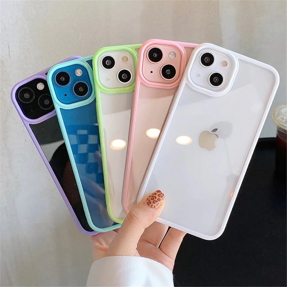 Shockproof Silicone Bumper Phone Case for iPhone 17, 16, 15, 14, 11, 12, 13 Pro Max, XS, XR - Transparent Protective Back Cover