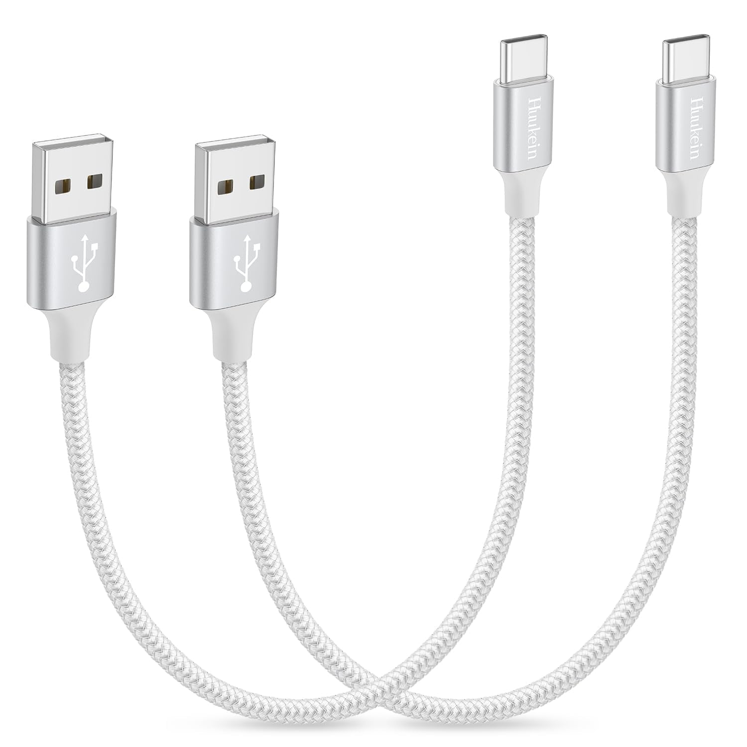 USB-C Cable 1ft (2-Pack) - USB-A to USB-C CarPlay Cable for iPhone 17, 16, 15 Pro Max Plus - Short USB-C Car Charger Cord, White